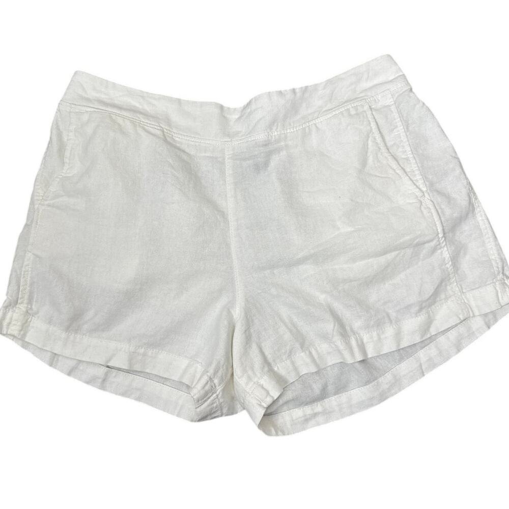Gap White Linen Blend Pull On Shorts Size Large Elastic Waist Pockets